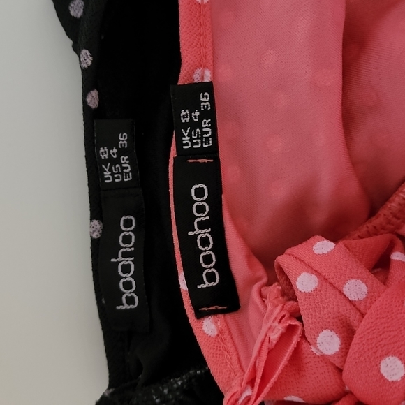 BOOHOO- *BUNDLE* Polka Dot Ruffle Open Tie Back Cropped Shirt - Picture 8 of 8